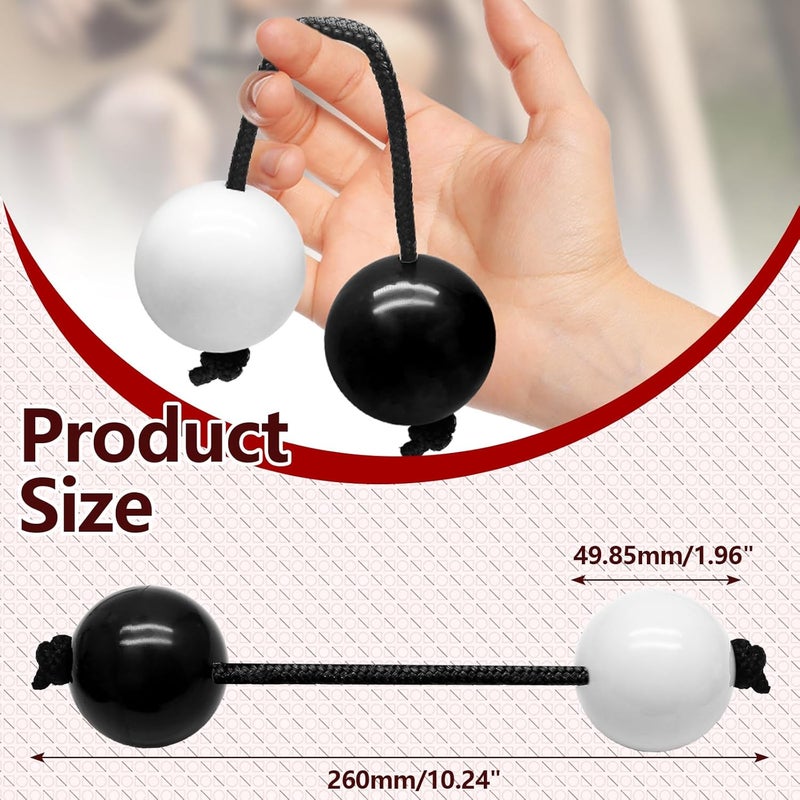 Jersvimc 2 Pair Aslatua Shakers Kashaka Shaker Instrument, African Rhythmic Ball Hand Percussion Musical Black & White Shaker Balls for Adults - Image 3